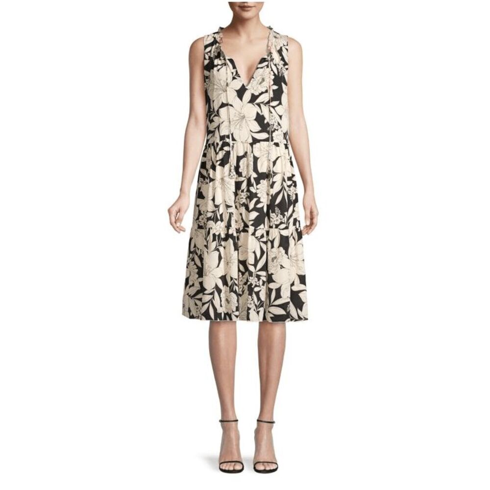 Johnny Was Black and Cream Floral Dress - Picture 3 of 10